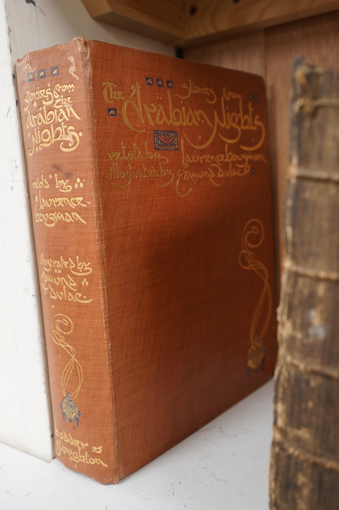 Three books, The Story of Sambo & the Twins, The Arabian Nights with drawings by Edmund Dulac, published Hodder & Stoughton, London and a late 17th century example, Dramatick Poesie, John Dryden, 1693
